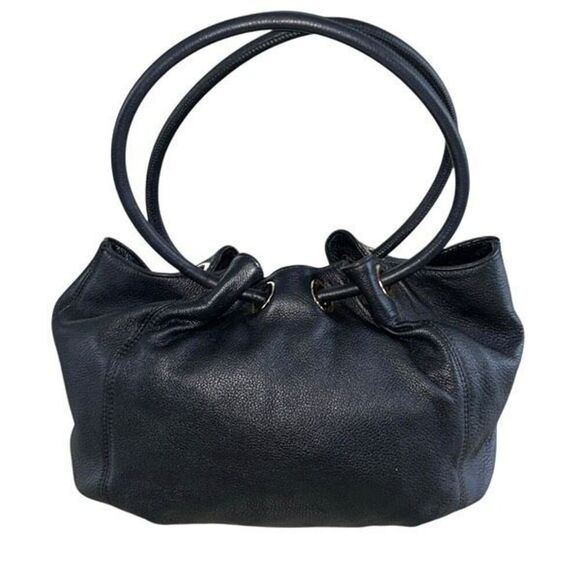 Michael Kors Womens Leather Ring Handle Hobo Handbag Black - Picture 3 of 11